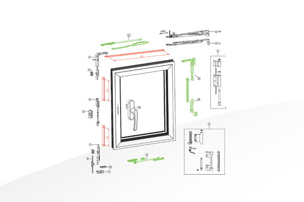 Hardware for aluminum turn&tilt window